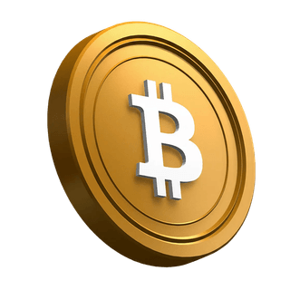 Tilted Bitcoin (BTC) coin in the hero section design