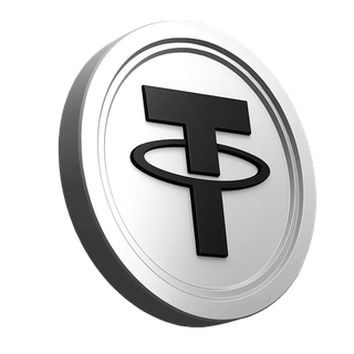 Tether USDT coin graphic in the platform information section